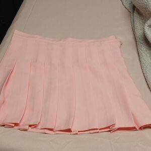 Pale Pink Pleated Mini Skirt